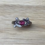 Fertiger Ring 585/Weißgold mit Rubin und Brillanten